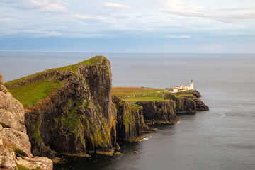 View of Neist Point on the on the isle of skye at sun set