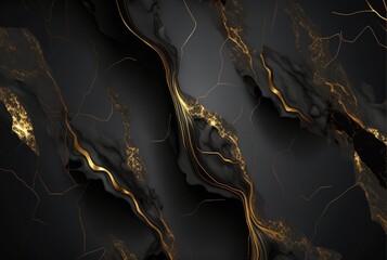 Obraz na płótnie Canvas modern black and golden marble banner for interior trends generative ai