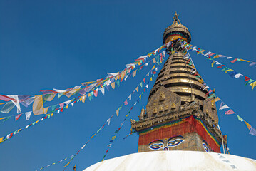 View of Budhist Stupa at Swayambhunath religious complex, Kathmandu, Nepal