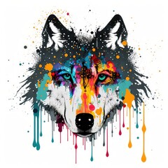splash of colors on wildlife animal face background design generative ai