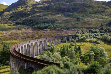 Famous train rail in Glenfinnan call Jacobite Express
