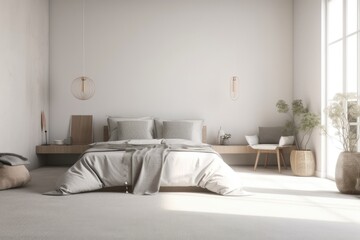 Fototapeta na wymiar luxury bedroom interior background with abstract blur. Generative AI
