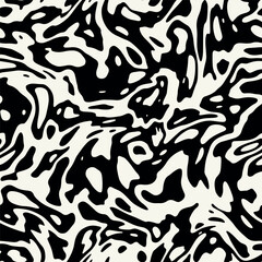 Vector seamless pattern. Abstract texture with bold monochrome wavy spots. Creative background with distorted lines. Decorative spotty design with distortion effect.