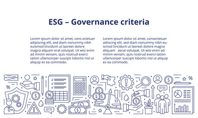 ESG Governance concept, icons set. Banner. Template. Vector illustration isolated on a white background