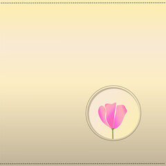 Background with spring flowers. Beautiful vector drawing of a pink flower. Place for text.