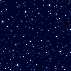Night starry sky background. Space seamless pattern. Vector illustration.