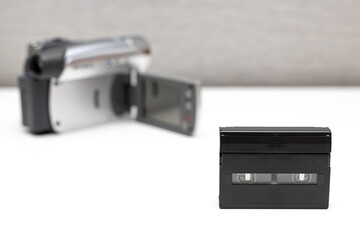 small video cassette from a vintage video camera