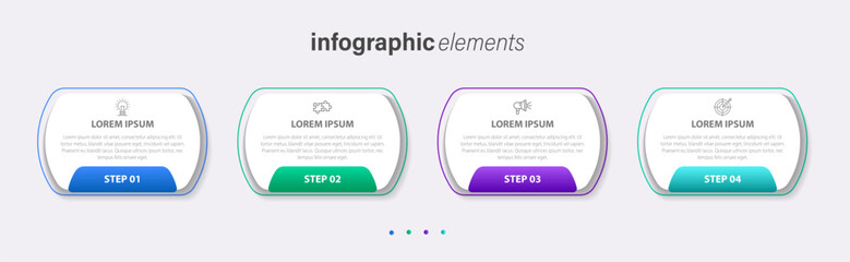 Vector infographic flat template oval color for four label, diagram, graph, presentation. Business concept with 4 options. For content, flowchart, steps, timeline, workflow, marketing. EPS10
