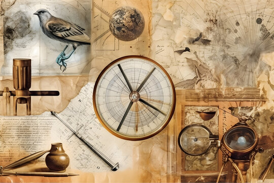 Education as a window to new discoveries and scientific inventions. Art collage Generative AI