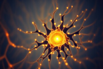 glowing neuron cell system unveiling the body and mind connection generative ai