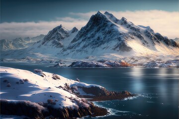 snowy mountain daytime scenery banner a perfect outdoor escape generative ai