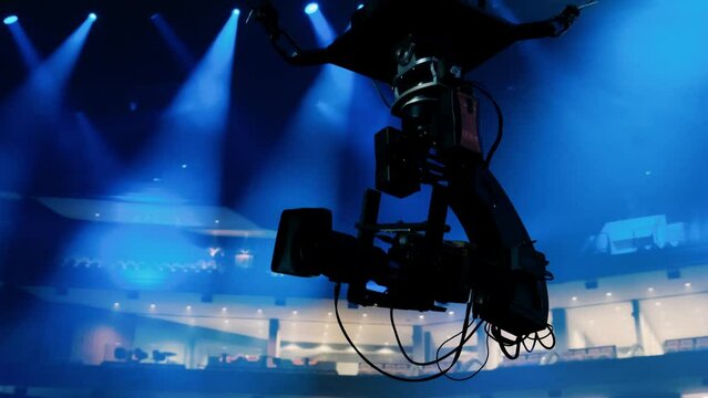 work at the remote control at a television concert. TV filming of the concert. preparation for shooting a concert on television	