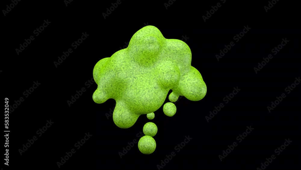 Wall mural 3d animation of green abstract smooth liquid shape. 4k seamless loop 3d animation. smooth animation 