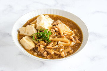mun tahu or mun tofu is a chinese dish made from tofu, minced meat and mushroom