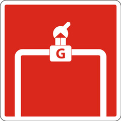 Gas Shutoff Valve Sign On Red Background