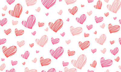 Doodle hearts sketch set. Various different hand drawn love heart icon love collection isolated on white background. Red heart symbol for Marriage and Valentines Day. 

