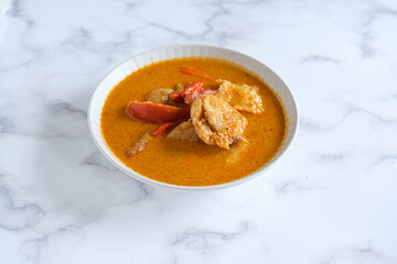 gulai ikan is Indonesian food made from fish, spices and coconut milk
