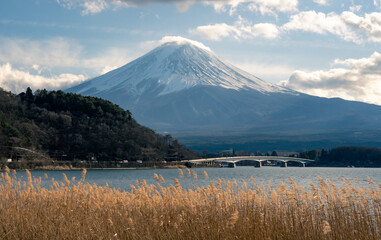 fuji mountain and lake