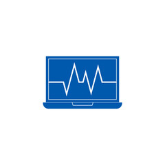 Laptop with cardiogram icon isolated on transparent background