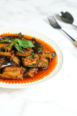 terong balado or eggplant cooked with chili and tomato sauce