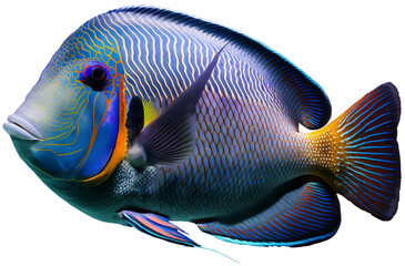 Colorful exotic tropical fish. AI generated illustration.