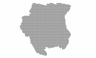 Suriname dotted map with grunge texture in dot style. Abstract vector illustration of a country map with halftone effect for infographic. 