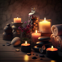 spa still life with candles.ai generative