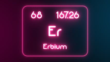 Modern periodic table Erbium element neon text Illustration