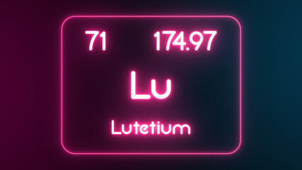 Modern periodic table Lutetium element neon text Illustration