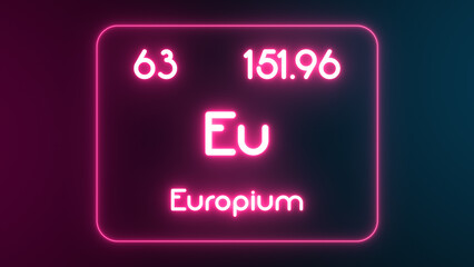 Modern periodic table Europium element neon text Illustration