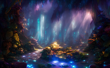 Spektakuläre Fantasy-Szene in einem Märchenwald
