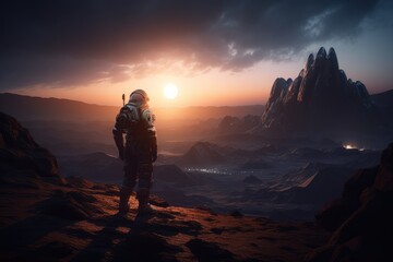 Astronaut exploring in outer space made with generative ai