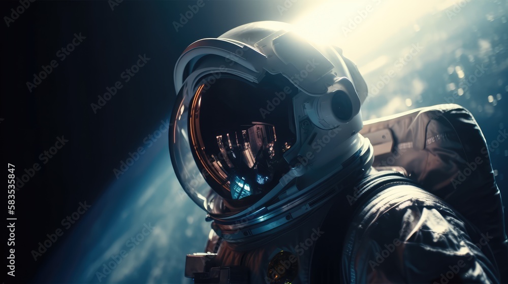 Poster astronaut in deep space, made with generated ai