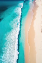 beautiful waves at a white beach in the tropics made with generative ai