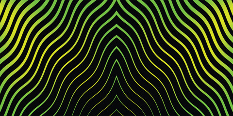 Black background and green and yellow line wave