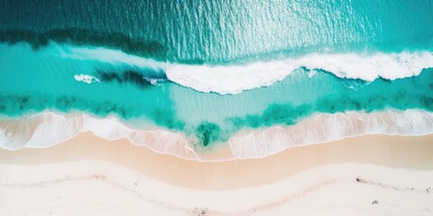 Beautiful waves  on a beach in the tropics, made with generative ai