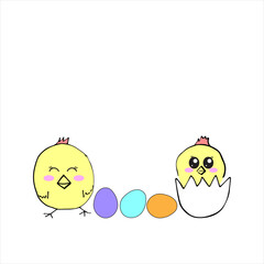Simple Easter cards with cute chicks for icons.