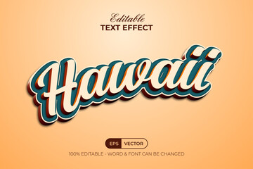 Hawaii text effect 3d style. Editable text effect.