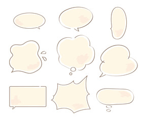 ベージュのシンプルなふきだしセット