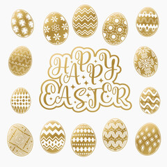 Ornamental eggs composition Happy Light Holy Easter 