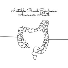 single line art of IBS awareness month good for IBS awareness month celebrate. line art. illustration.