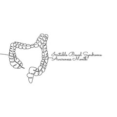 single line art of IBS awareness month good for IBS awareness month celebrate. line art. illustration.