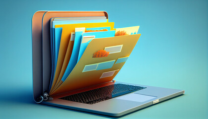 Laptop with folder. Generative Ai