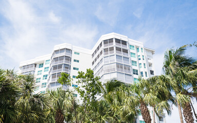 High rise apartments in Vanderbilt Beach area Florida, near Naples. Condos and apartments that are beachfront, overlooking the ocean.
