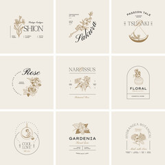 Vintage Flower logo template illustration for branding