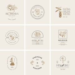 Vintage Flower logo template illustration for branding