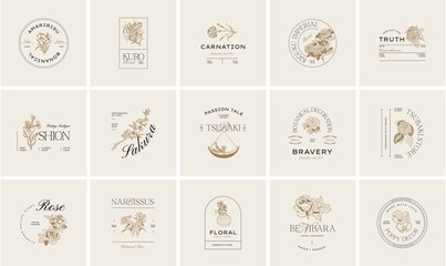Vintage Flower logo template illustration for branding