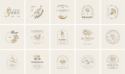 Vintage Flower logo template illustration for branding