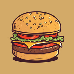 Tasty Cheese Burger Vector Illustration