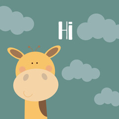 vector illustration with cute giraffe